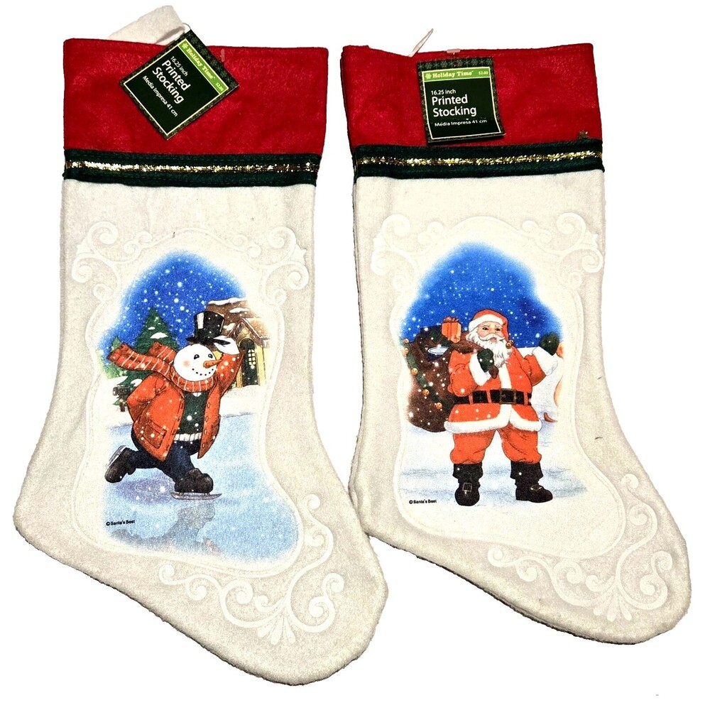 VTG 90s Santas Best Stocking Felt Christmas Santa Claus Frosty Snowman NWT NOS